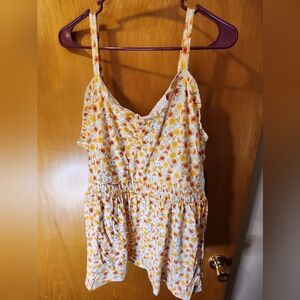 Torrid Super Soft Knit Tank Top in Peach and Cream Floral